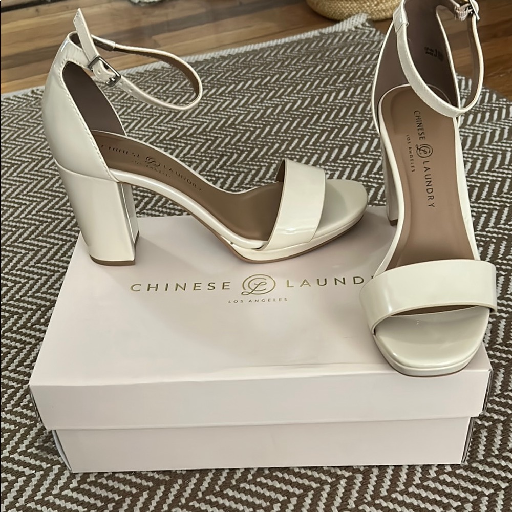 Chinese Laundry Cream Patent Leather Heels